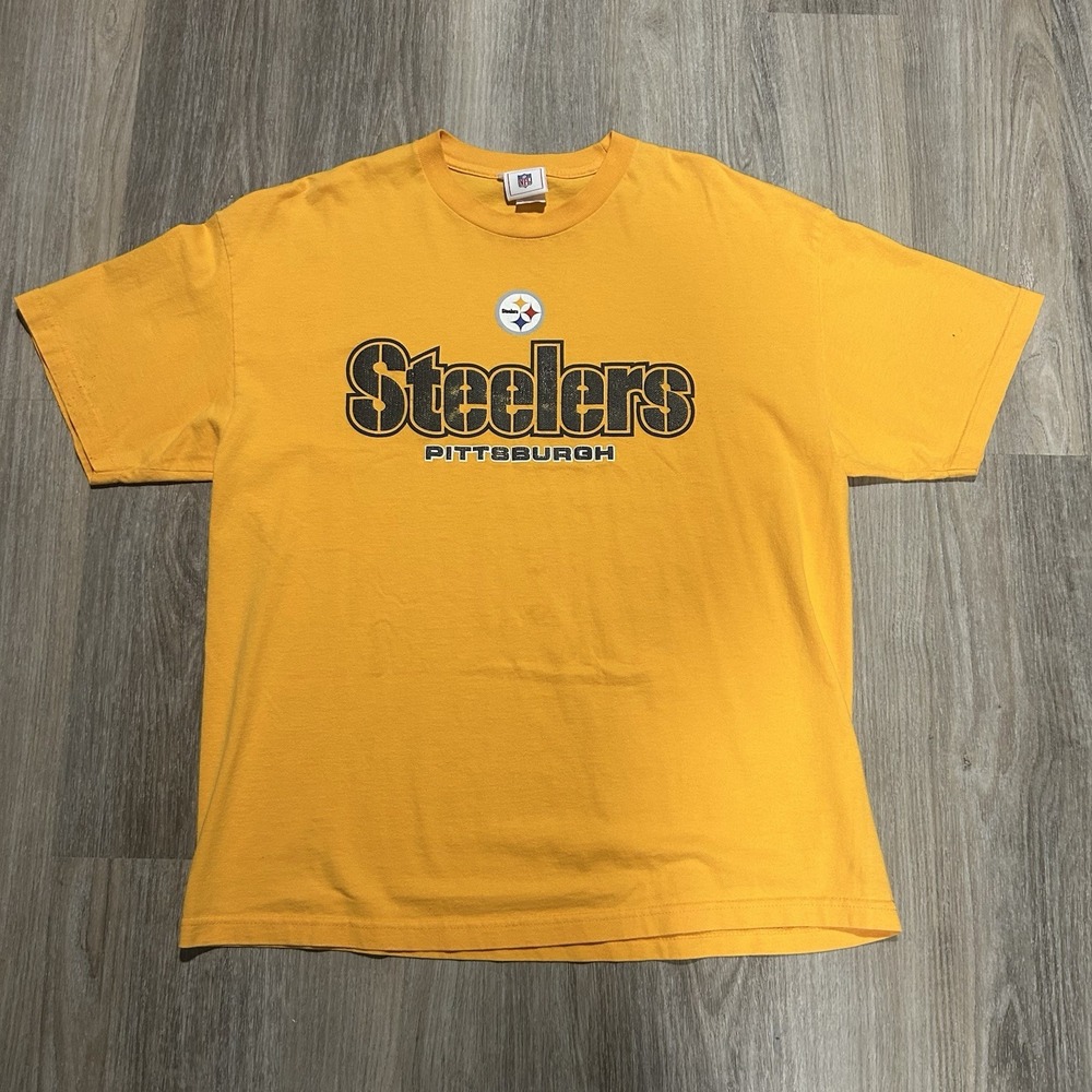 Pittsburgh Steelers Vintage T-shirt Means XL NFL‎ Official Yellow Gold